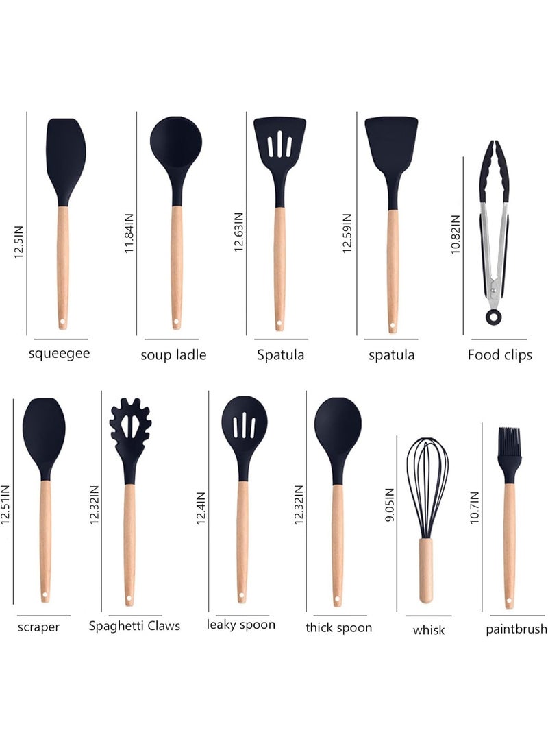 DubaiGallery All In One 19Pcs Kitchen Utensil Set With Silicone Heads, Natural Wooden Handles, Heat Resistant Cooking Tools, Knife Set, Storage Holder, Non Stick Safe Accessories for Everyday Food Preparation - Image 3